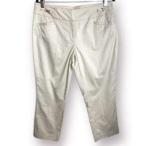 NWOT New York & Co Size 10 Beige Cropped Flat Front Stretch Chino Khaki Pants